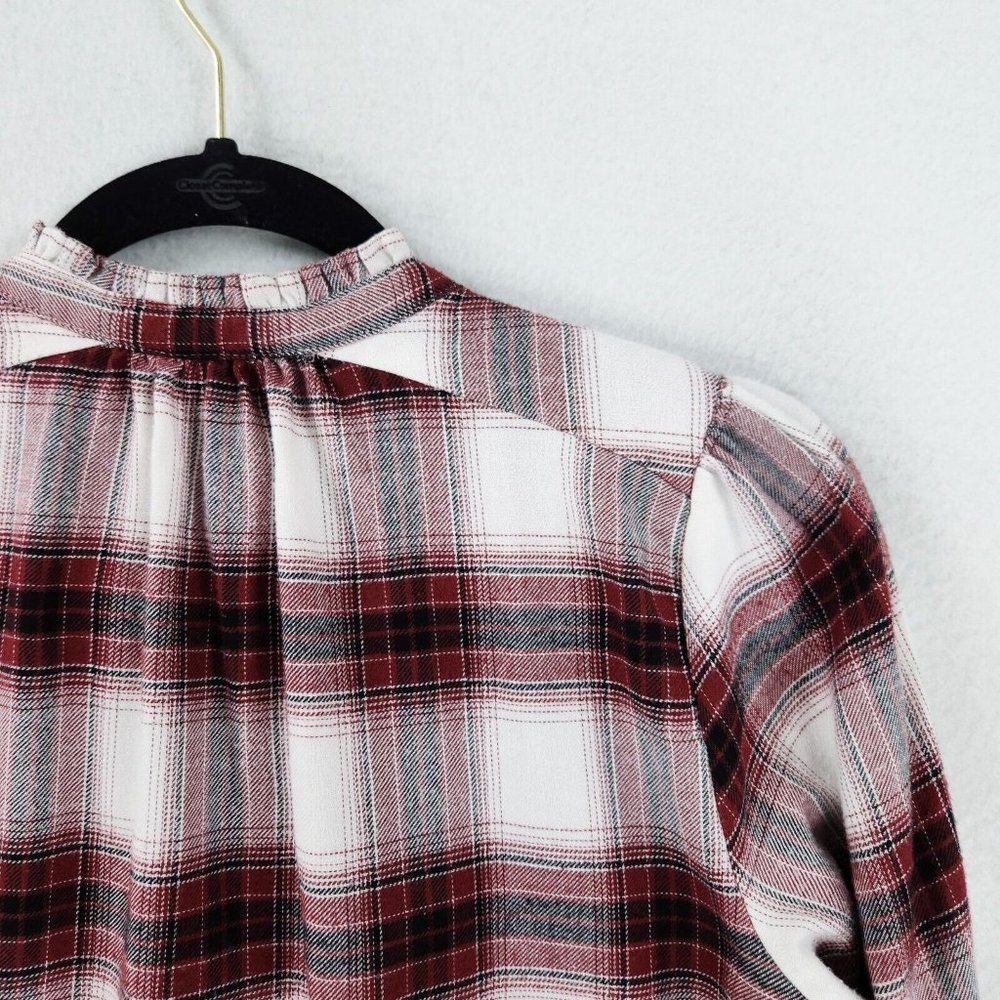 Ann Taylor LOFT Shirt Women Small Red White Plaid Button Down Long Sleeve Casual - Picture 10 of 11